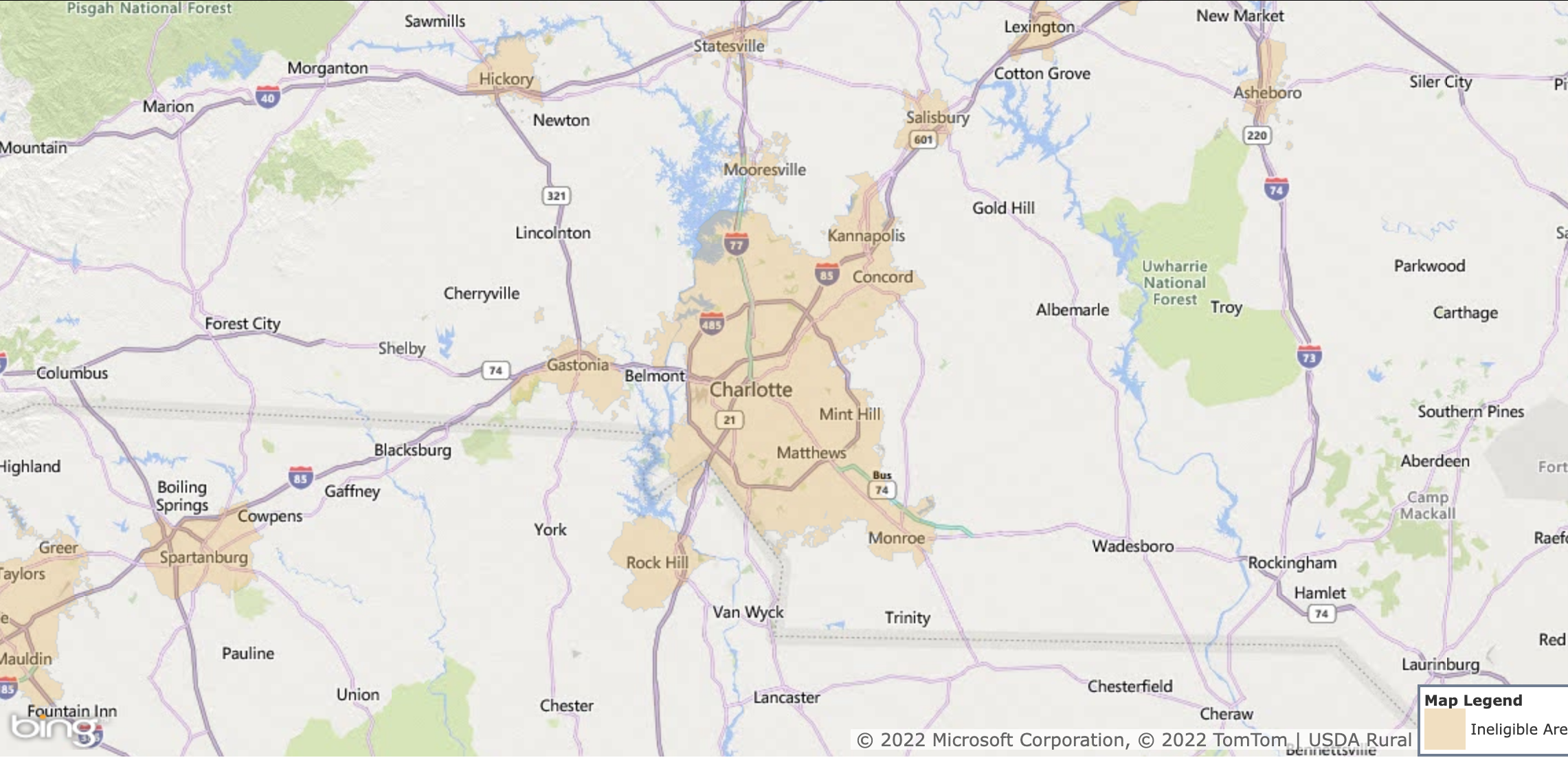 USDA eligible areas Charlotte NC